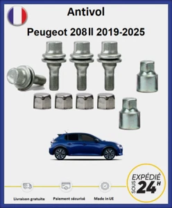 Ecrous antivol de roues Peugeot 208 II 2019-2025 (4 écrous + 2 clefs + 4 caches) - Photo 1 sur 1