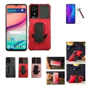 For TCL K24/ K23, Shockproof 360-Degree Rotating Belt Clip Case + Tempered Glass - Picture 1 of 28