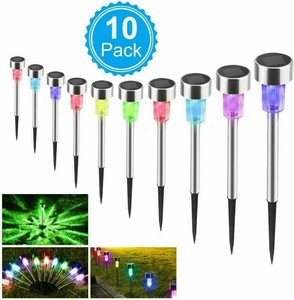 Solarlampen Garten 10er LED Solarleuchte aus Edelstahl Solar Steck Leuchten DIY