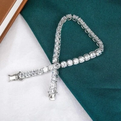 6ct Tennis Bracelet White Gold Diamond Test Pass Lab-Created VVS1/D LED Box 20cm - Image 1 of 4