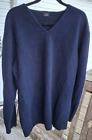 Cruciani for Jared M Navy Blue Lana Wool Long Sleeve V Neck Men's Sweater Size M