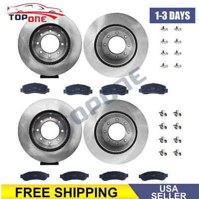 Front & Rear For 2008-12 Ford F-250 Super Duty 4WD Disc Brake Rotors & Brake Pad Foto 1 de 4