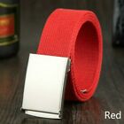 Unisex Canvas Belt Silver Automatic Buckle Sport Army Combat Waistband Strap YM0