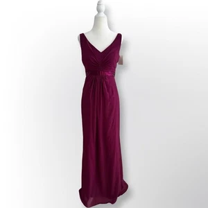 Neu Mit Etikett! David’s Braut Abendkleid Pflaume mit Rüschendetails | Größe 2 - Bild 1 von 7