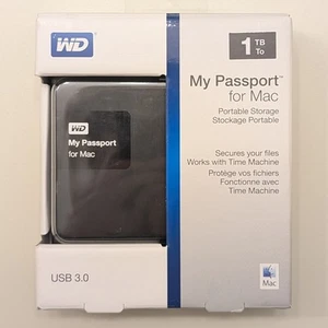 Disque dur externe portable WD 1 To noir My Passport pour Mac - USB 3.0 - Photo 1/5