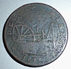 Seltene antike Tavistock Devon Mines Kupfer Penny Conder Medaille 1811, A.F. - Bild 1 von 4