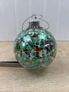 Vintage Macys Holiday Lane Vetro Confetti Decorazione Albero di Natale Verde Stella Rossa - Foto 1 di 13