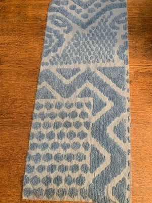 Vintage Blue Fluffy Chenille Bedspread FABRIC~ 13 X 37” - Image 1 of 2