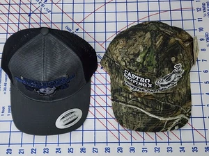 Hat cap 2 Lot Castro Roofing Monster Catfish adjustable snapback Mossy Oak new - Picture 1 of 7
