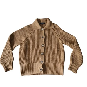 Chloe + Jasmine Women's Tan Knit Cardigan Sweater Cable Knit Button Up M - Picture 1 of 9