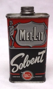 Vintage Whiz Met-Lit 4oz Empty Solvent Tin USA R.M. Hollingshead Corp - Picture 1 of 4