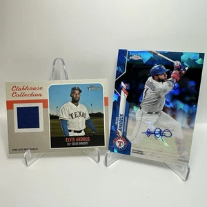 Texas Rangers Elvis Andrus Sapphire Auto & Game Used Patch - Picture 1 of 5