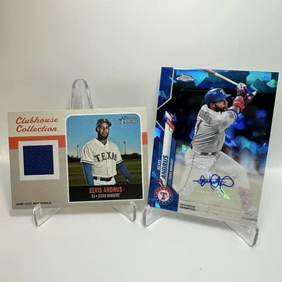 Texas Rangers Elvis Andrus Sapphire Auto & Game Used Patch - Image 1 of 4