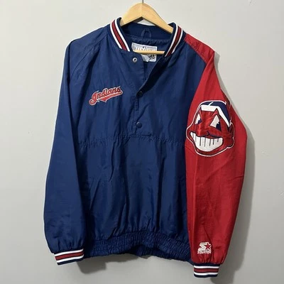Vintage Starter Cleveland Indians Chief Wahoo Snap Pullover Jacket Size Large - Image 1 of 4