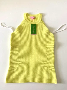 NWT Lilly Pulitzer Estee Halter Sweater XS 0 2 Pineapple Yellow - Picture 1 of 7