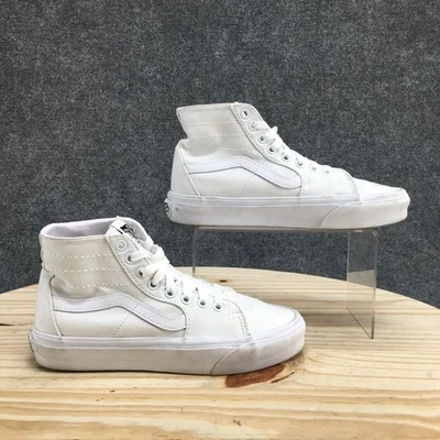 Vans Shoes Womens 7 Mens 5.5 Sk8-Hi Sneakers White Canvas Lace Up Comfort Casual - Image 1 of 4