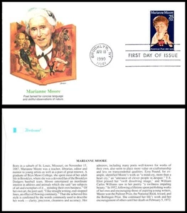 1990 Marianne Moore Sc 2449 FDC Fleetwood poet Pulitzer Brooklyn literary voice - Picture 1 of 1