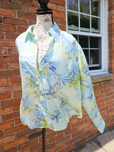 New VTG First Issue by Liz Claiborne & Co. 100% Silk Floral Blouse - Picture 1 of 19