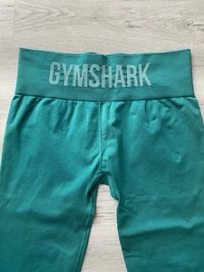 Gymshark Leggings mit Schriftzug hinten im Saum Petrol Gr.S * wie neu - Bild 1 von 7