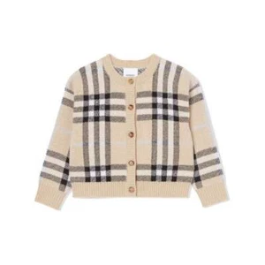 Burberry Kids Gilliane Wool and Cashmere blend pale check cardigan 10y - Picture 1 of 10
