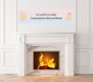 Gender Reveal -Baby Shower Printed Banner-Indoor Outdoor Gender Reveal Banner - Picture 1 of 1