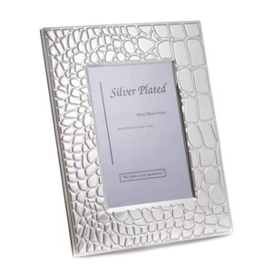 Bey-Berk International 4 x 6 in. Silver Plated with Croco Design Picture Frame - Picture 1 of 1