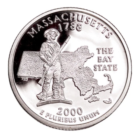 2000-S Massachusetts Deep Cameo "PROOF" State Quarter Coin Free Shipping 2782 Cover