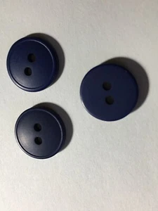 NEW 25  NAVY BLUE DULL/MATTE FINISH 5/8 INCH BUTTON 2 HOLE DOME/SMALL RIM - Picture 1 of 3