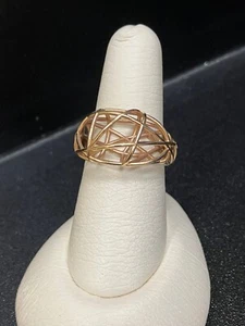 Vintage 14K Yellow Gold Modernist Nest Design Ring, Stp 14K, SZ 8.25, 7.1 grams - Picture 1 of 6