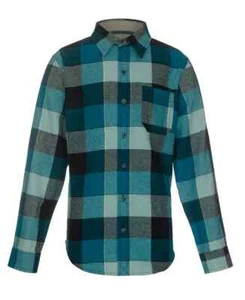 Univibe Portsmith Brushed Flannel Button Front Shirt Big Boys L Marine Check L/S - Picture 1 of 13