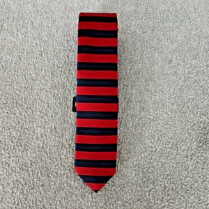 EXPRESS SKINNY MEN'S NECKTIE 100% SILK NAVY RED STRIPE 2" X 56" NWT - Picture 1 of 11