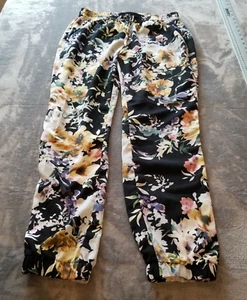 Buffalo David Bitton Women Straight Pants Mid Rise Elastic Waist Floral Black XS - Picture 1 of 7