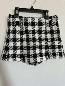 Zara Girls Skort Black/Beige Plaid Size 7 - Picture 1 of 4