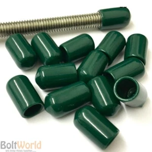 GREEN - ROD BAR STUDDING STUD SCREWS BOLTS CABLE SAFETY VINYL THREAD COVER CAPS - Picture 1 of 2