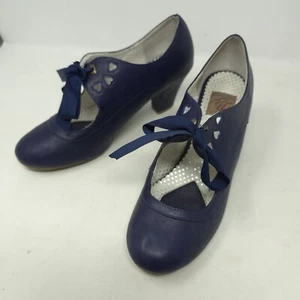 Pinup Couture Blue Vintage Historical 1930’s Retro Swing Heels Womans Shoes 11 - Picture 1 of 15