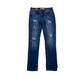 Dollhouse Jeans Roll Up Skinny Capri Womens Size 3 Distressed Medium Wash Denim - Picture 1 of 11