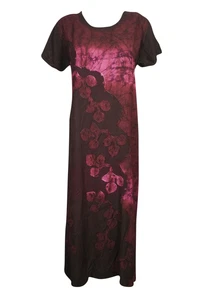 BOHO Gypsy PINK Tie Dye Sundress Round Neck Cap Sleeves Beach Long Sundress L