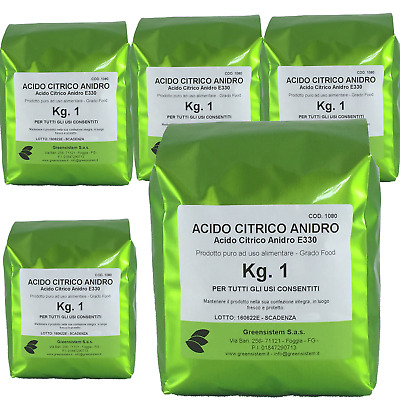 Acido Citrico Anidro Kg. 5 In Conf. Da 1 - E330 -  Europeo • 36.90€