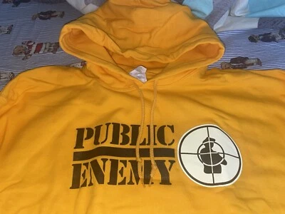 Sudadera con Capucha Public Enemy Hombre Talla XL Extra Grande Oro Amarillo Old School Hip Hop Años 90’s  Foto 1 de 4