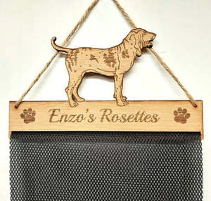 Bracco Italiano Dog Puppy Rosette Holder Oak Veneer Hanger Personalised - Picture 1 of 5