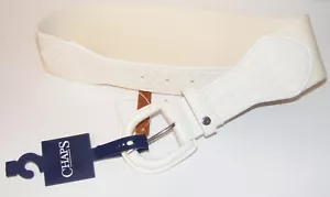 CHAPS Stretchy Belt Faux Leather Built-In Elastic Band Waist Fit White Color $30 - Picture 1 of 5