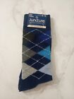 Juncture Mens Dress Socks Size 6-12 Blue  Patterned Geometric Argyle Diamond 