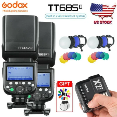 US 2*Godox TT685II-S TTL HSS Flash Speedlite+Magnetic Color+X2T-S Trigger F Sony - Image 1 of 4