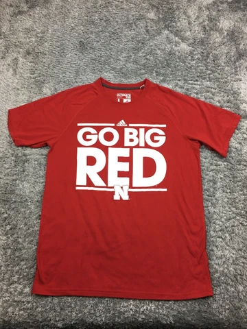 Adidas Nebraska T Shirt Mens Size Large Red Short Sleeve Go Big Red Cover
