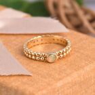 Dotted Band Ring Birthday Gift for Friend Yellow Gold Plated With Ethiopian Opal