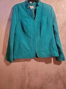 Studio Works Teal Blue Faux Suede Lined Jacket Women’s Size 8 - Picture 1 of 20