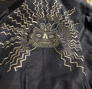 Vintage Linda Allard Ellen Tracy Linen Mayan Embroidered Sun Bomber Jacket 10 - Picture 1 of 4