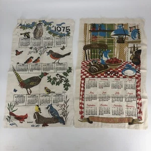 2 Vintage Linen 1975 and 1978 Dishtowel Calendar - - Picture 1 of 3