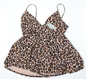 Boohoo Womens Pink Animal Print Polyester Playsuit One-Piece Size 18