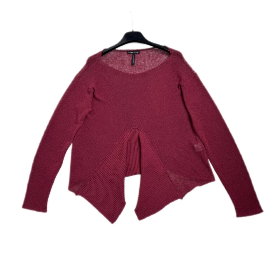 Sarah Pacini 亚麻尼龙不对称针织套衫,尺寸 1 — 第 1/4 张图片